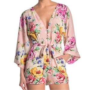 YUMI KIM Lotus Romper in Lovers Bouquet Pink Romantic Floral Lightweight Sz XS